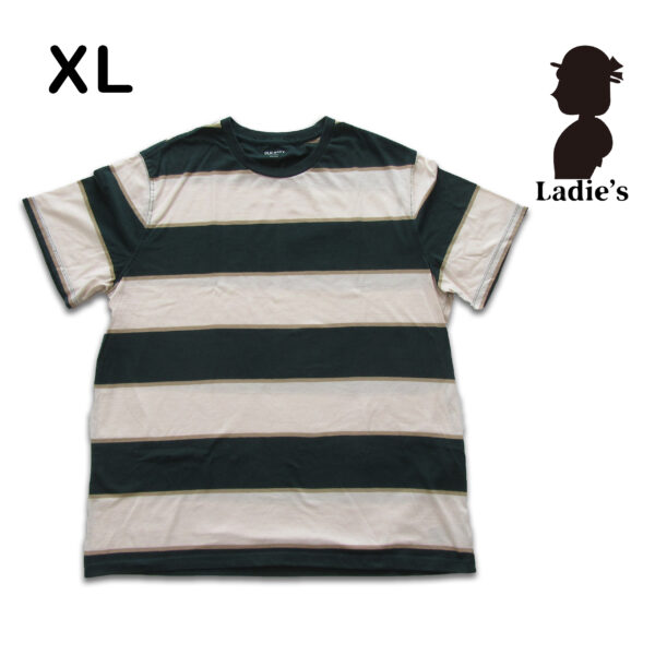ボーダーTシャツグリーン＆ベージュ