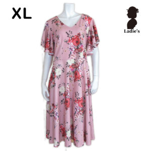 ピンク花柄ワンピース XL
